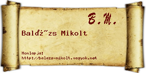 Balázs Mikolt névjegykártya